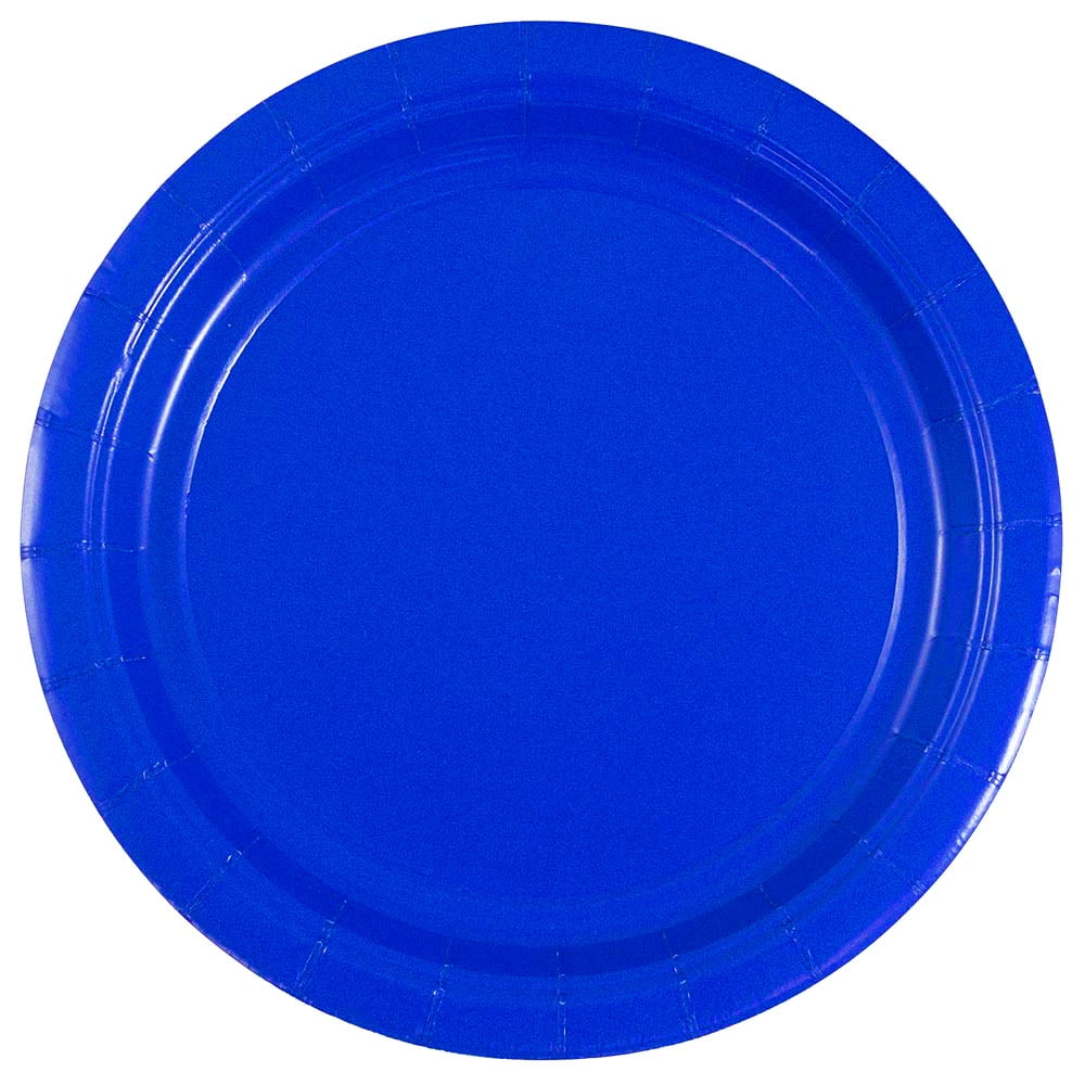 JAM Paper Small Round Paper Party Plates, 7 Inch, Royal Blue, 50 per