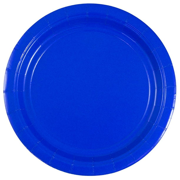 JAM Small Round Paper Party Plates, 7 Inch, Royal Blue, 50/Pack