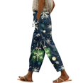 thumbnail image 4 of Women's Fashion Christmas Snowflakes Print Casual Pants with Drawstring Elastic Waist and Pockets, Comfortable Full Length Trousers for Winter Casual Wear,Navy,5XL, 4 of 6