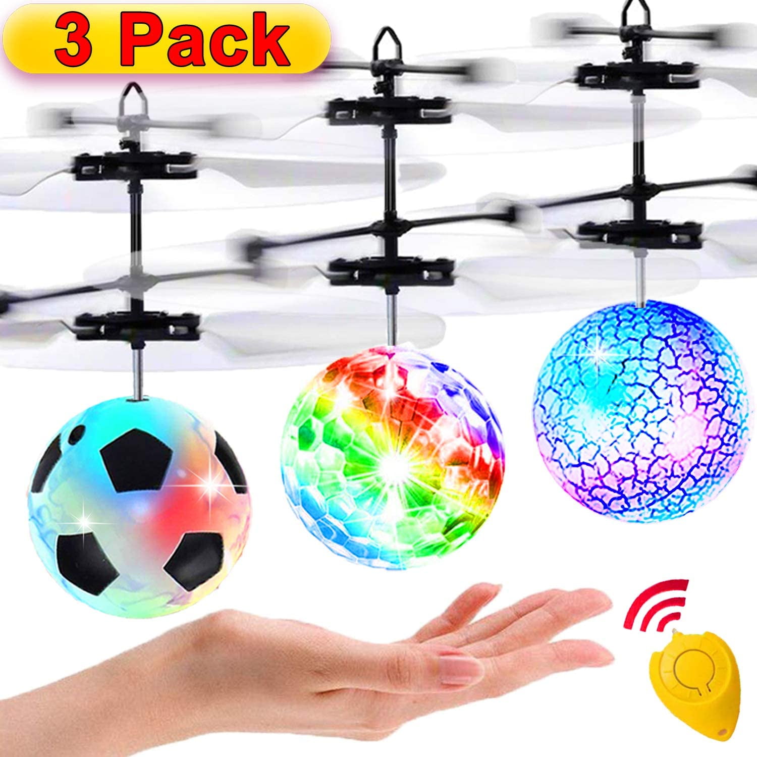 2020 Upgrade RC Flying Balls 2 Pack RC Flying Ball for Kids Boys Girls Glow Flying Mini Drones Hand Controll Helicopter with 2 Remote Controller Quadcopter Light Up Ball Toys Indoor Outdoor Games 