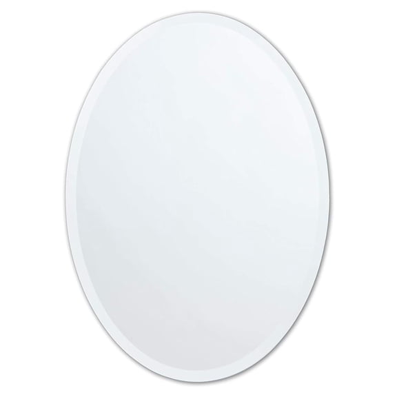 Better Bevel Frameless Oval Mirror, 20" x 27" Bathroom Wall Mirror w/Beveled Edge