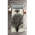 thumbnail image 2 of Ambesonne Country Quilted Coverlet 2 Pcs, Branch Tree Field, Twin Size, Ivory Dark Grey, 2 of 2