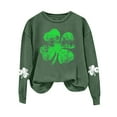 thumbnail image 1 of WEAIXIMIUNG Sweatshirts d'Automne pour Femmes Mode Décontractée Jour de la Saint-Patrick Vert Imprimé Graphique Quatre Feuilles Col Rond Manches Longues Jogging Sweatshirt, 1 of 4