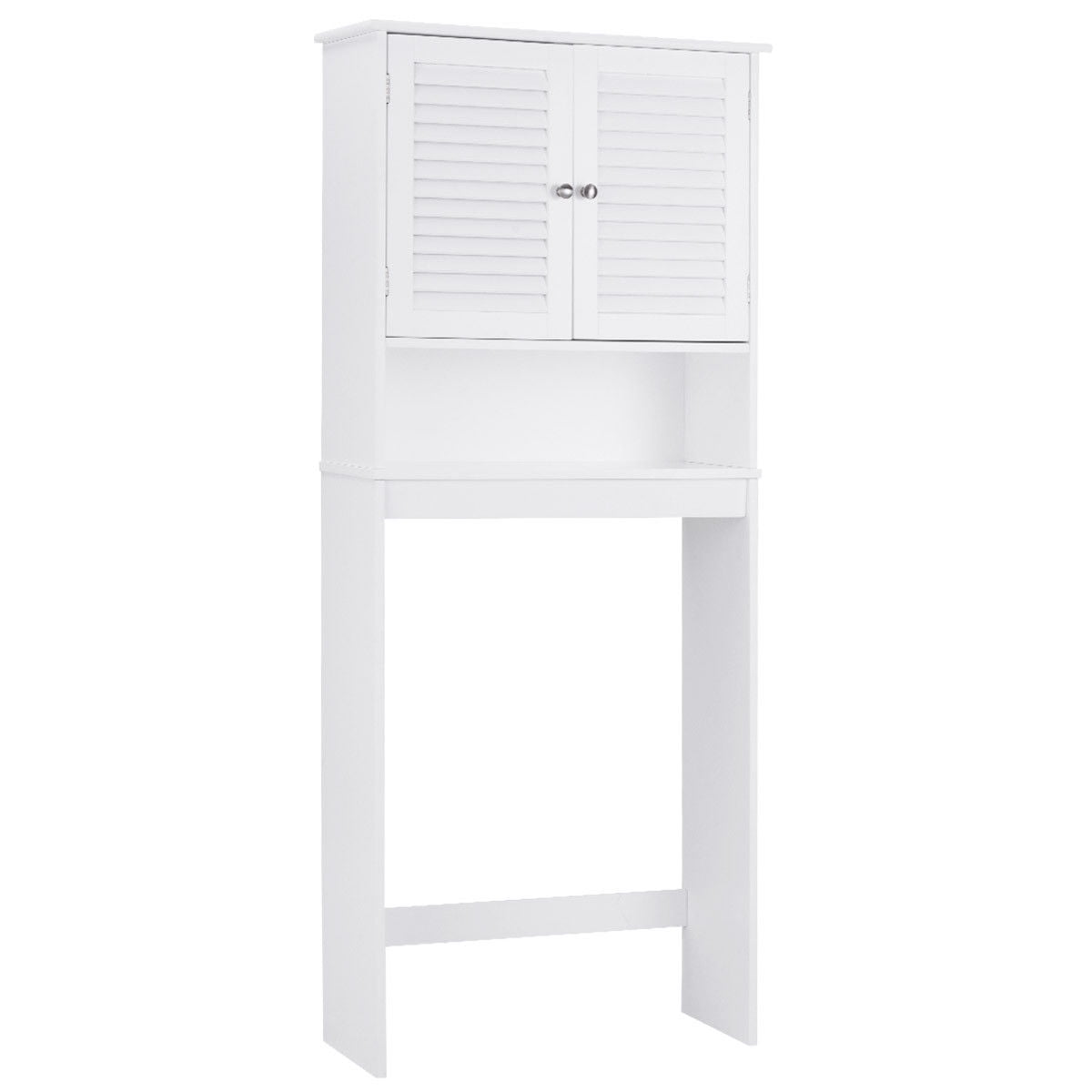 Gymax Bathroom Space Saver Over The Toilet Shelved Storage Cabinet Organizer White