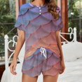 thumbnail image 2 of Mermaid Fish Scales Print Women'S Pajamas Set Summer Sleepwear Sets 2 Piece Lounge Set, 2 of 7
