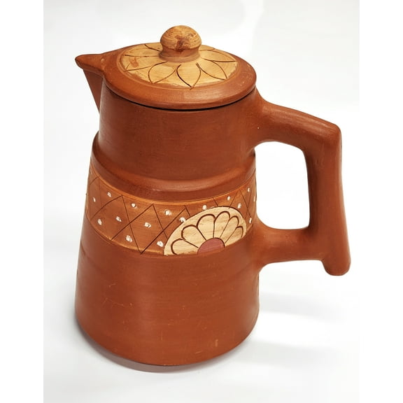 100% Natural  hand made clay water jug  with lid. product of Sri Lanka