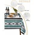 thumbnail image 3 of Turquoise Boho Tablecloth Rectangle Table Cloth 60x120, Waterproof Tablecloth Outdoor Table Cloth, Southwestern Ethnic Aztec Retro Geometric Washable Table Cover for Kitchen Dinning Party, 3 of 8