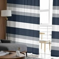 thumbnail image 4 of Navy Blue Grey Striped Sheer Curtains 72 Inches Long 2 Panels Set, Window Sheer Curtains for Living Room/Bedroom, Farmhouse Stripes Minimalist Light Filtering Rod Pocket Curtain 52'' x 72'' x 2, 4 of 7