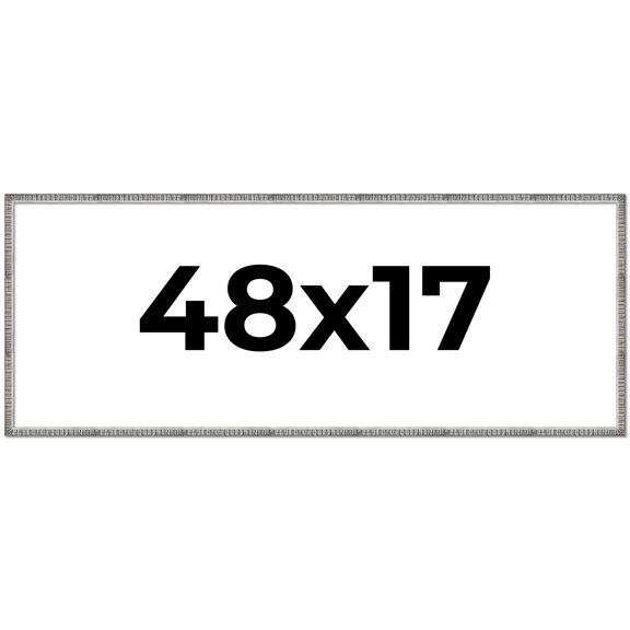 48x17 Frame Silver Grey Distressed Solid Wood Picture Frame | 0.75 Inch Moulding Width | Interior