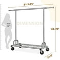 thumbnail image 3 of Exenoray Adjustable Single Rod Clothing Rack with Bottom Shelf, 220 lbs Capacity Rolling Garment Organizer, 3 of 7