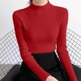 thumbnail image 5 of Otvok Women Mock Neck Ribbed Sweater, Long Sleeve Slim Fit Pullover, Solid Stretchy Layering Top for Fall Winter Daily Outfits, 5 of 7