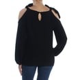 thumbnail image 2 of INC Womens Black Cold Shoulder Scoop Neck Long Sleeve Top M, 2 of 2