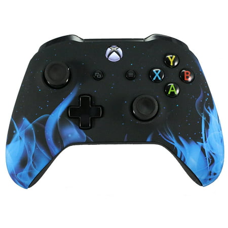 Xbox One Modded Custom Rapid Fire Controller Blue Flames Soft Touch With White LED