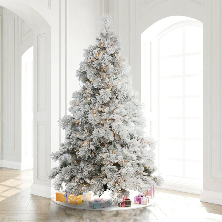 Vickerman 12 Flocked Alberta Artificial Christmas Tree Warm White LED Lights