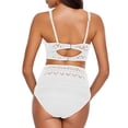 thumbnail image 4 of UTTOASFAY Women Swimsuits On Women'S Two Pieces Crochet Lace High Waist V Neck Bikini Set Swimsuit White XL, 4 of 8