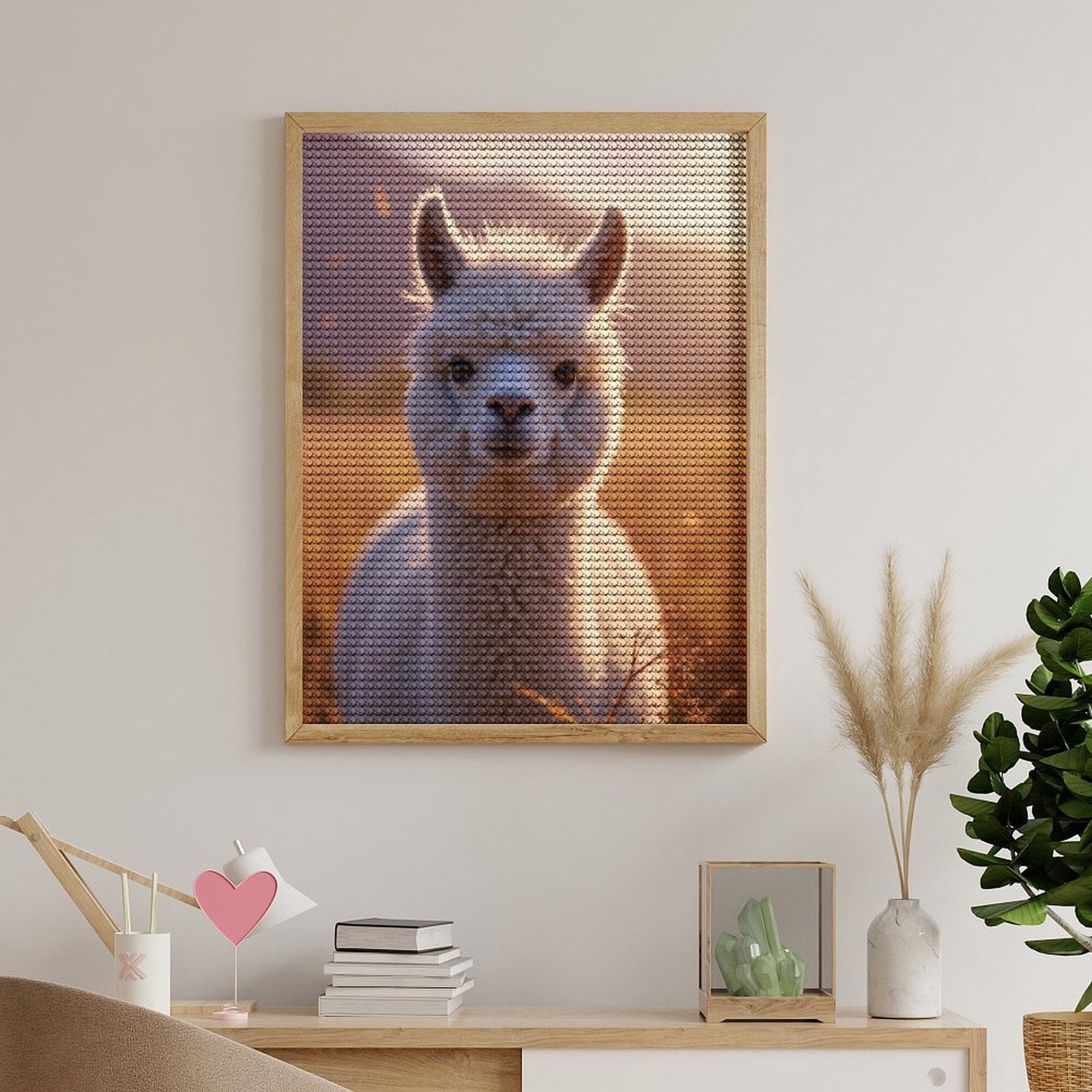 Diamond Art Kits for Adults, White Alpaca Golden Hour Meadow 5D Diamond Painting Kits for Adults Beginners, DIY Full Drill Diamond Painting, Gem Art and Crafts 12x16