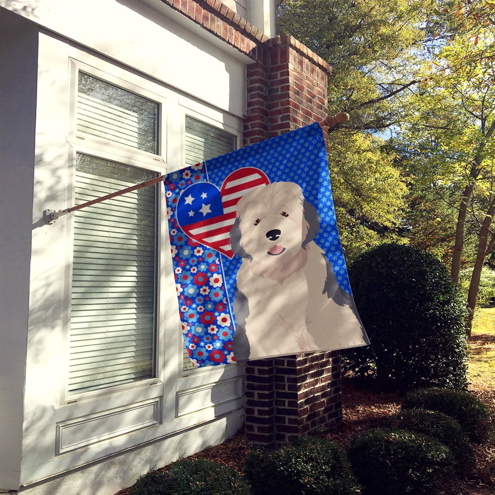 Carolines Treasures WDK5254CHF 40 x 28 in. Old English Sheepdog USA American Canvas House Flag