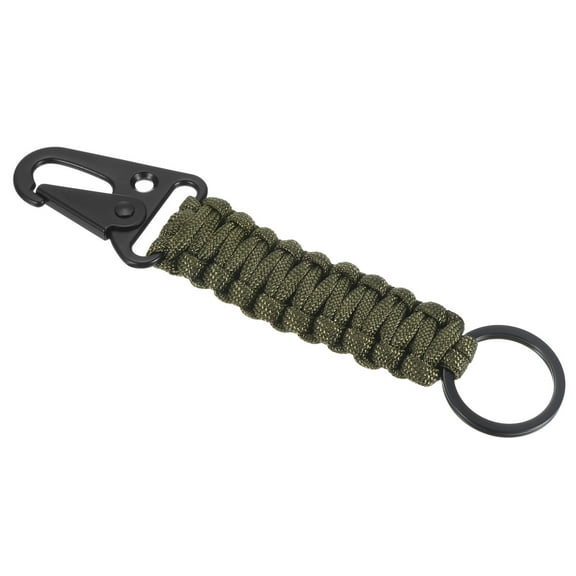 Uxcell Paracord Keychain, Braided Lanyard Key Clip Survival Keychains Green