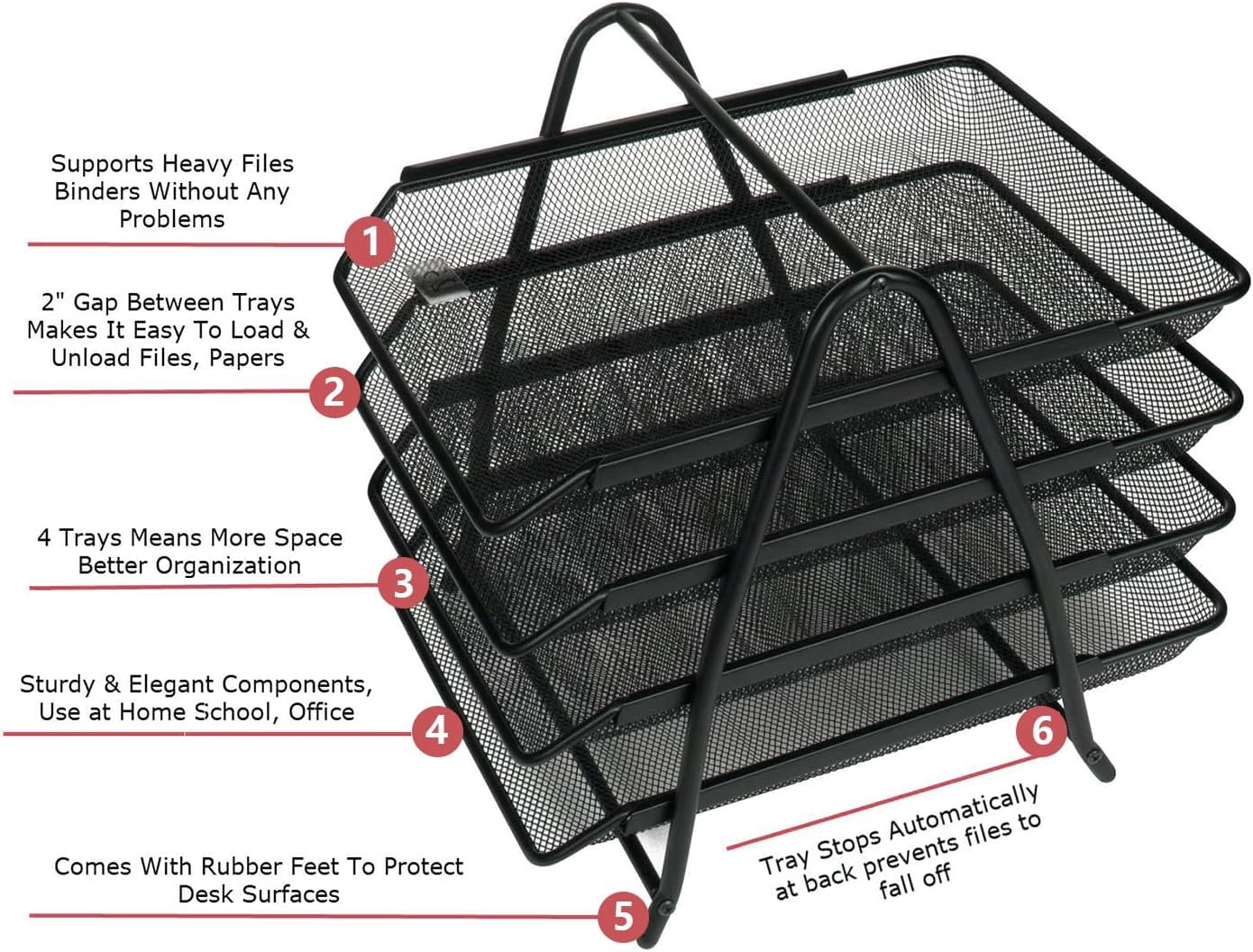Desk Organizer，Paper Tray Organizer for Desk，4-Letter Tray Office Desk Paper Organizer, Desk Accessories & Workspace Organizers,Black