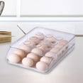 thumbnail image 1 of Caja de almacenamiento de huevos, bandeja organizadora de huevos, contenedor de huevos frescos con tapa, soporte para huevos, rodante automático para 1 capa Macarena Almacenamiento de huevos, 1 of 8