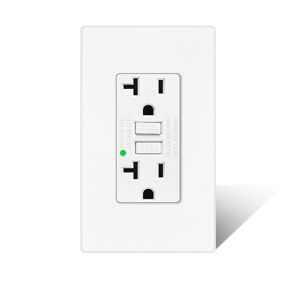 GREENCYCLE GFCI 20Amp Outlet Non-TR,1PK 20A/125V GFCI Outlets White, Decor Receptacle with LED Indicator, Decorative Wall Plates, Screws Included, Residential and Commercial Grade, ETL Certified