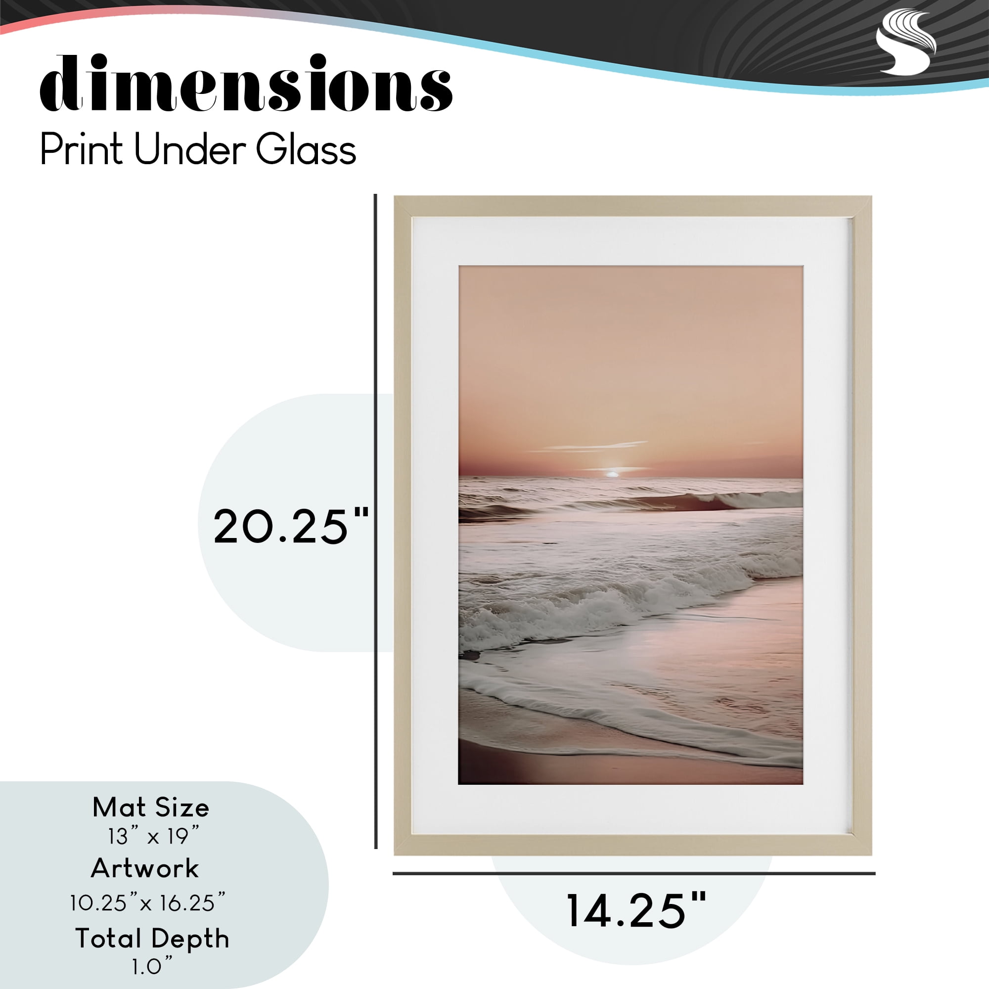 Apricot Beach View Birch Framed Print Under Glass, design by Decent Exposures