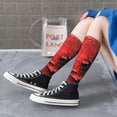 thumbnail image 5 of Vsdgher Abstract Red Textured Canvas Knee Socks, High Socks Long Stretchy Sock Women Knee High Stocking, Long Socks for Women, 5 of 6