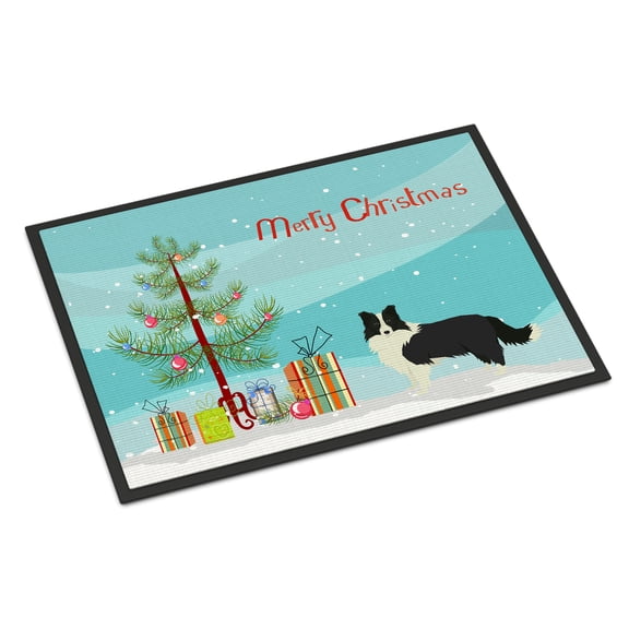 Border Collie Christmas Tree Door Mat