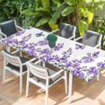 thumbnail image 2 of Purple Flowers Table Cloths for 8 Foot Rectangle Tables, Butterfly Spring Floral Watercolor Farmhouse Patio Waterproof Elastic Fitted Tablecloths, Washable Rectangular Table Cover for Camping, 2 of 8
