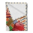 thumbnail image 2 of Baseball Soft Flannel Fleece Throw Blanket, Retro Pop Art Softball Logo Vertical Striped Setting Bat and Ball Game Print, Cozy Plush for Indoor and Outdoor Use, 70" x 90", Multicolor, by Ambesonne, 2 of 5