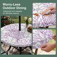 thumbnail image 3 of Round Outdoor Tablecloth with Umbrella Hole and Zipper, Purple Gray Coral Coastal Fitted Table Cover with Elastic Edge for 55-60 Inch, Summer Beach Seaside Nautical Waterproof Patio Tablecoths, 3 of 9