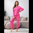 thumbnail image 4 of Conjunto de Pijama de 2 Piezas para Mujer, Camiseta y Pantalón Lisos, Suave y Elástico. Rosa Roja M, 4 of 10
