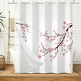 thumbnail image 4 of MIZHONA No Hook Shower Curtain with Snap in Liner,Pink Cherry Blossoms Bathroom Curtain,71"x86", 4 of 6
