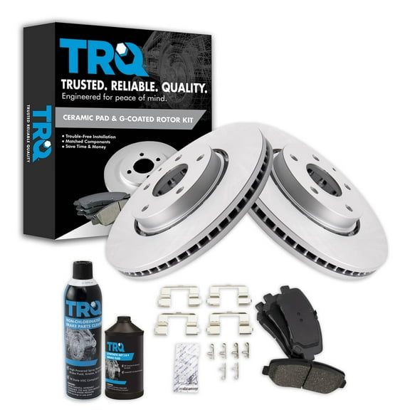 TRQ Front Ceramic Brake Pad & Coated Rotor Kit w/Chemicals for Mazda CX-5 BKA25015