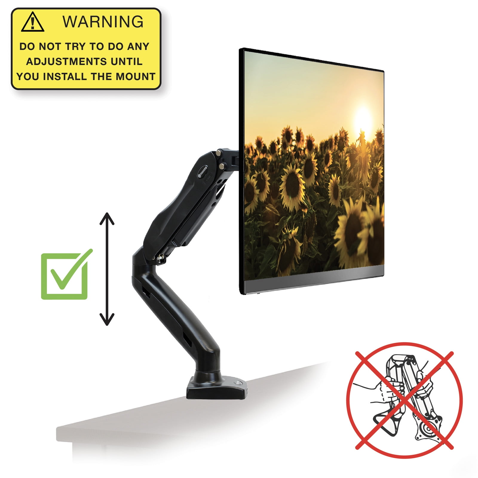 Mountio Full Motion LCD Monitor Arm - Gas Spring Desk Mount Stand for Screens up to 27" - Walmart.com