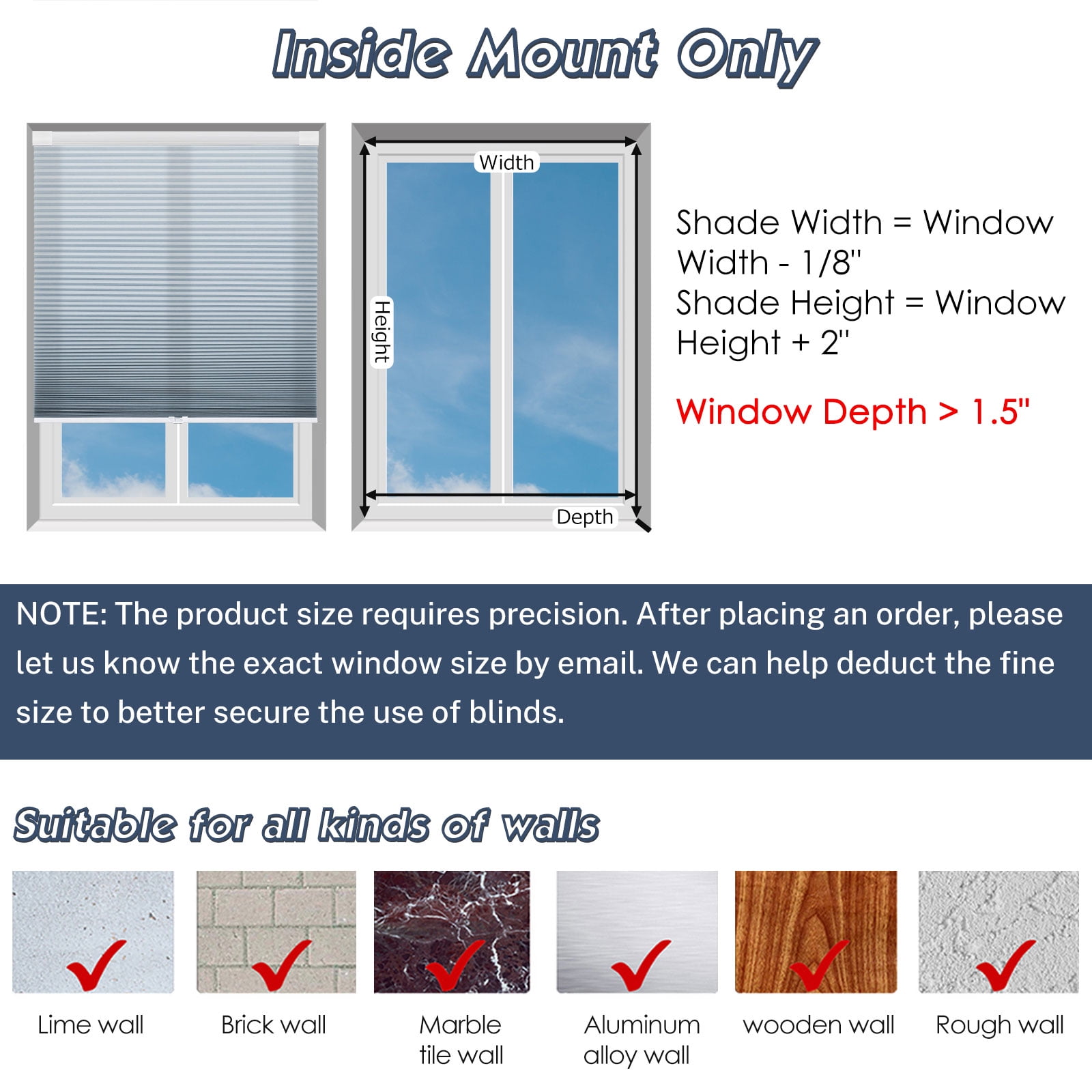 Keego Cellular No Drilling Blind for Window Honeycomb Cordless Window Blinds Easy Installation Heat Insulating Noise Reducing Window Shades Semi-Blackout Steel Blue, 27.0"w x 48"h
