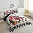 thumbnail image 3 of jejeloiu Colorful Kawaii Gnome Bedding Comforter Set,Western Christmas Cabin Twin Comforter Sets,White Geometric Plaid Bedding Set For Children,Microfiber Bedroom Decor Reversible,2pcs, 3 of 8