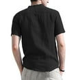 thumbnail image 6 of HAiming Men's Short Sleeve Cotton Linen Shirts Lightweight Casual Button Loose Summer Beach T-Shirt, 6 of 7