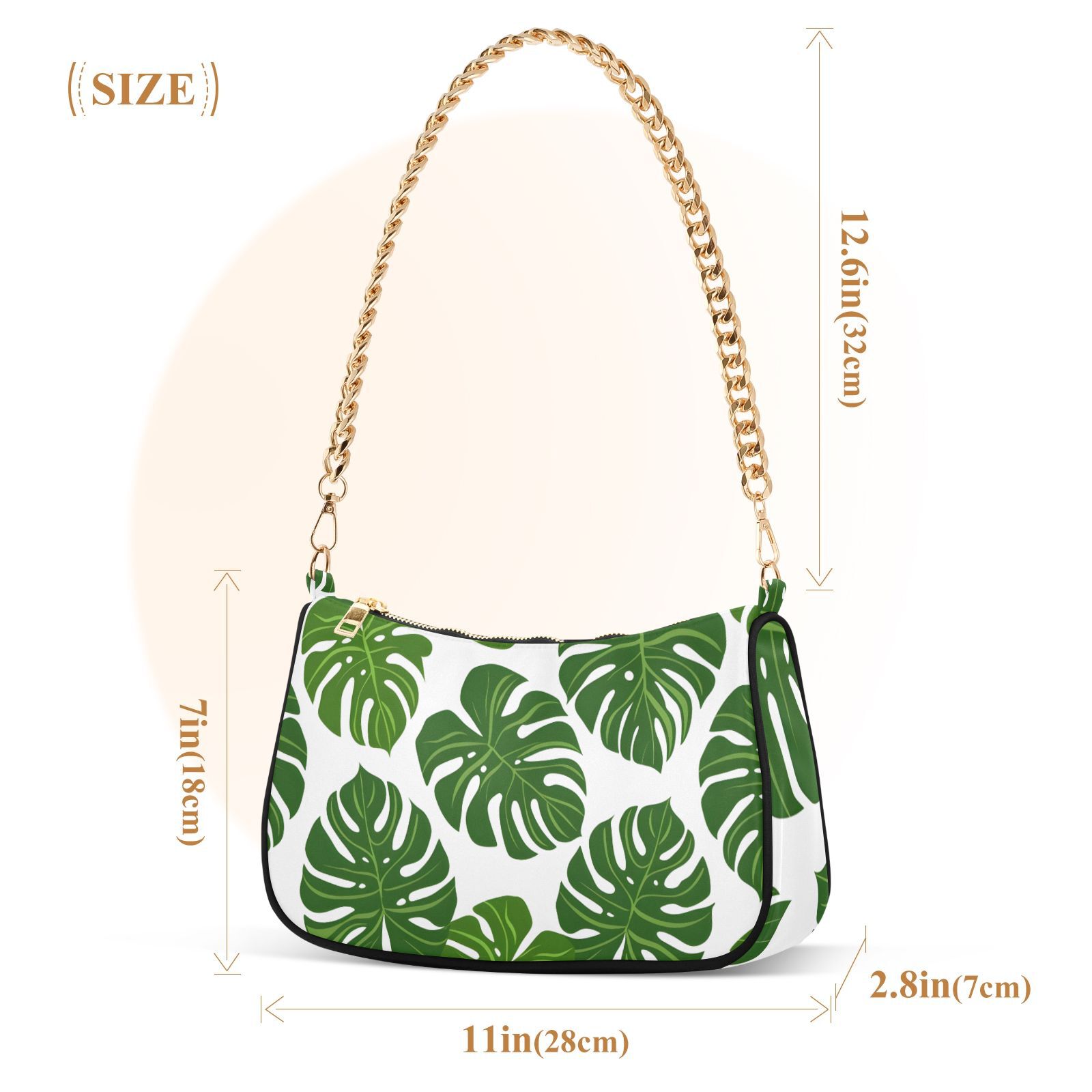 Green LeavesWomen Small Shoulder Bag Crossbody Tote Hobo Bags Purse Clutch Handbags with Chain Strap for Women
