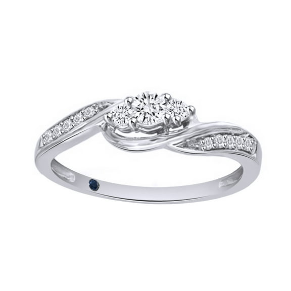 AFFY White Natural Diamond Promise Ring In 10k White Gold (0.2 Cttw)