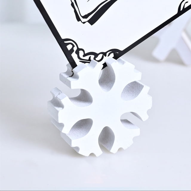 Xihbxyly Base de Copo de Nieve Navideño, Letrero de Madera para Escritorio, Elegante Tarjetero, Decoración Festiva para El Hogar y La Oficina, Decoración Navideña Versátil, 5 X 5 X 1,5 Cm, Azul y Bla