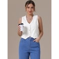 thumbnail image 3 of DARING DIVA Women's V Neck Waistcoat Top Casual Jean Vests 2XL White, 3 of 7