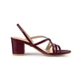 thumbnail image 3 of BLISSFUL STEP Women's Solid Color Strappy Slingback Block High Heels Sandals Burgundy 5.5, 3 of 7