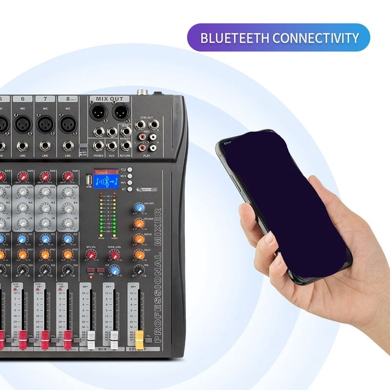 8 Channel Professional DJ Mixer Console Digital Stage Sound Equipment with Fader Controller