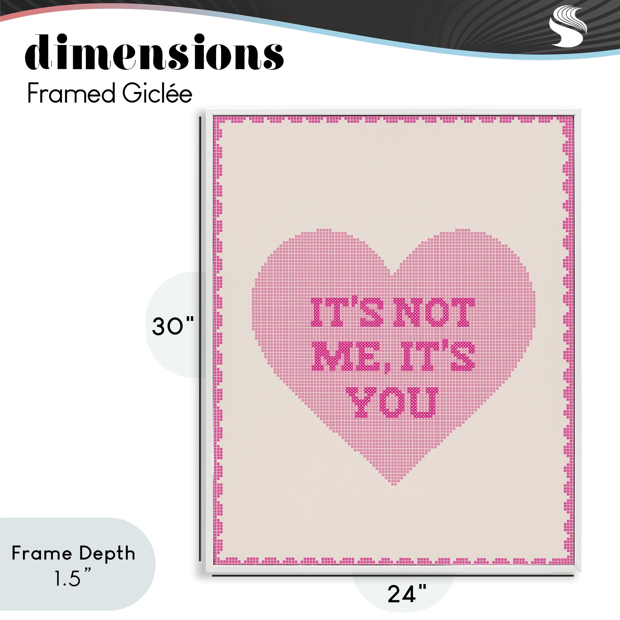 Stupell Industries Not Me It's You on Heart White Framed Giclee Art, design by Lil' Rue