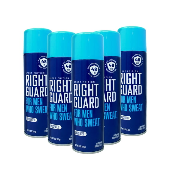5 Pack Right Guard Sport Anti Perspirant Deodorant Spray Unscented 6oz Each