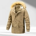 thumbnail image 6 of qolati Men's Fleece Lined Parka Jacket Zip Up Button Warm Winter Coat Thicken Thermal Faux Furs Hooded Jackets Windproof Coats, 6 of 9