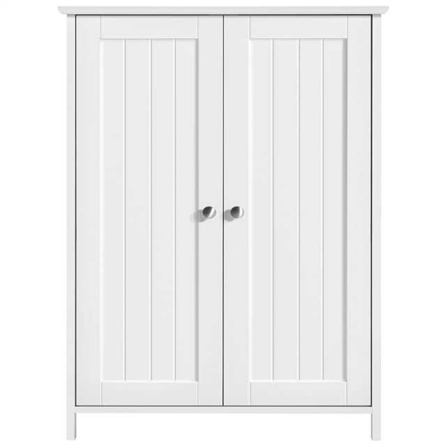 Yaheetech Armoire Autoportante au Sol avec 2 Portes et 2 Tablettes, Blanc