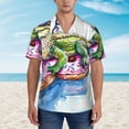 thumbnail image 2 of Susaid Alligator Donut Pool Float Print Hawaiian Shirts for Men Women,Hawaiian Summer Short-Sleeve Casual Relaxed-Fit Button-Down,Medium, 2 of 7