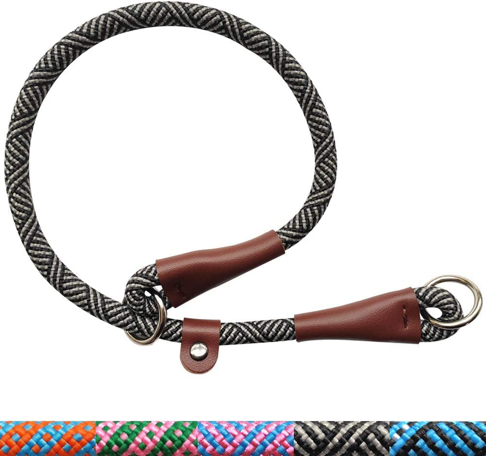 Round Nylon Rope Collar 1/2” x 24” Black SEPXUFORE Slip Collar Dog Training Chock Collar 